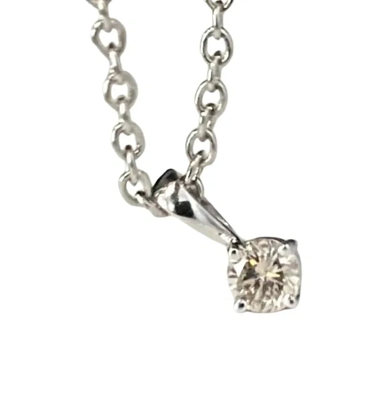 18K White Gold & 0.22CT Diamond Single Stone Pendant