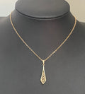 9K Yellow Gold Openwork Filigree Drop pendant - Vintage Jewellery