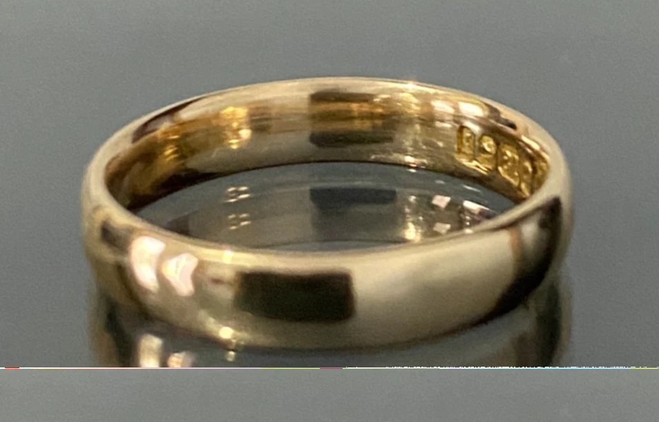1920's Antique 18ct Yellow Gold English Wedding Band Ring Size I - 4 1/2