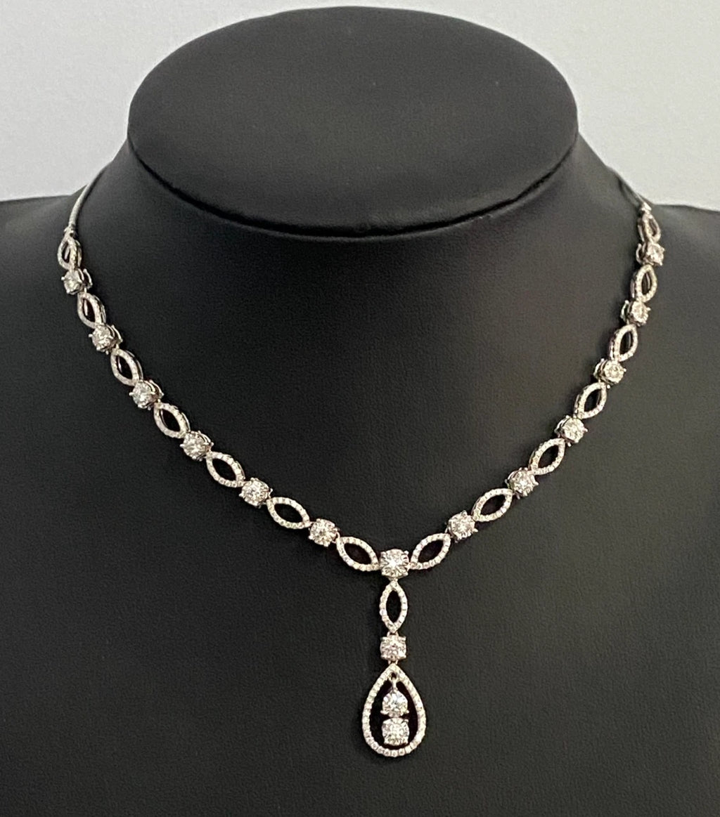 18K White Gold & 2.50CT Diamond Statement Drop Necklace