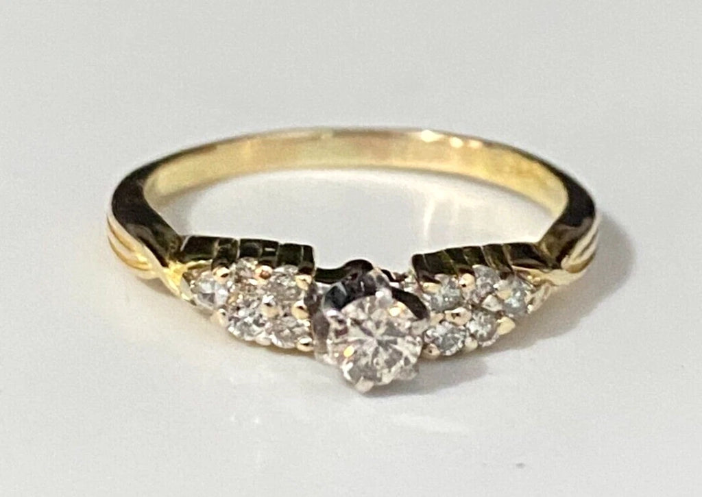 14K Yellow Gold & 0.30CT Diamond Engagement Ring Size P 1/2 - 7 3/4