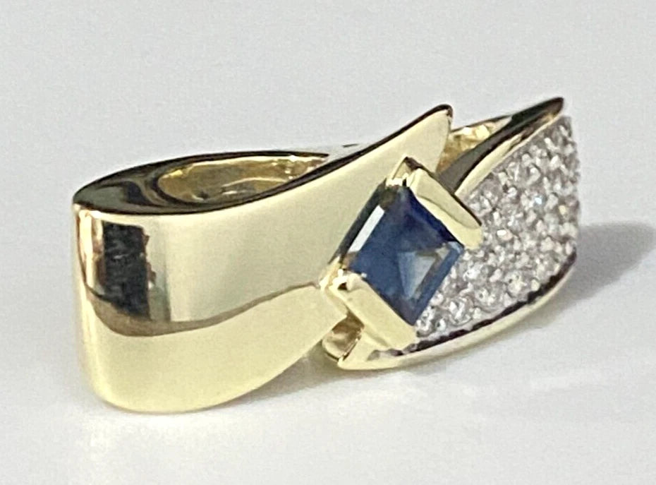 14K Yellow Gold W/ Sapphire & 0.24CT Diamond Pave Set Pendant