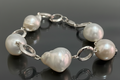 18K White Gold South Sea Baroque Pearl Bracelet 21cm Long