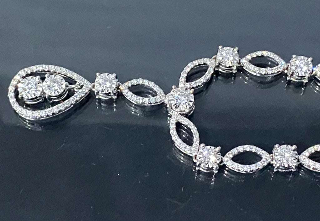 18K White Gold & 2.50CT Diamond Statement Drop Necklace