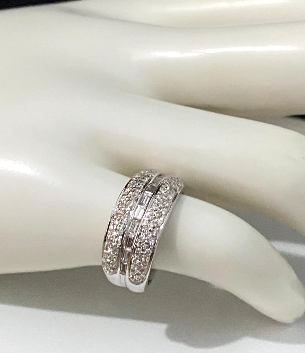 9K White Gold & 0.75CT Diamond Stacking Band Ring Size K - 5 3/8