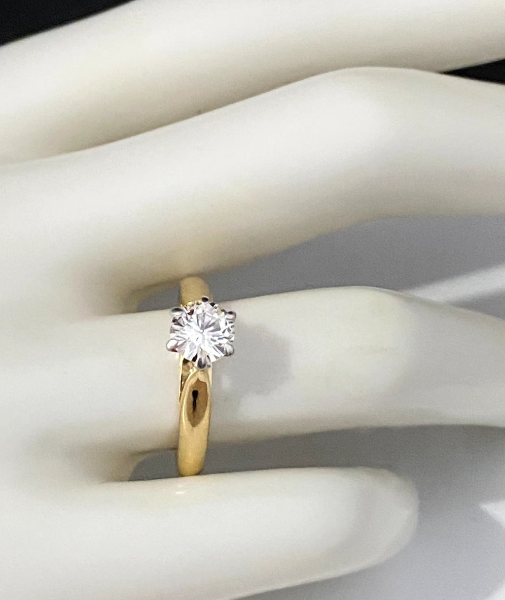 18K Yellow Gold & 0.80CT Diamond Solitaire Ring Size O 1/2 - 7 1/2