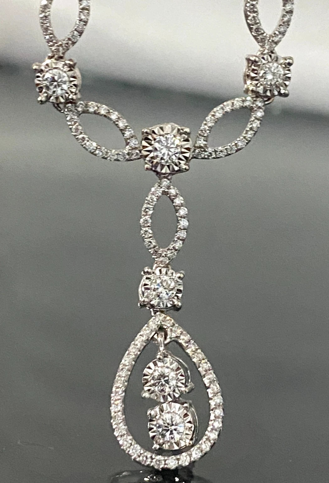 18K White Gold & 2.50CT Diamond Statement Drop Necklace