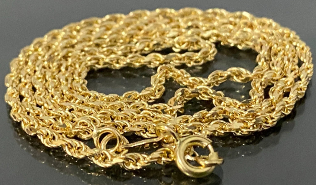 18K Yellow Gold Rope Link Chain Necklace 49.5cm Long