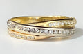 18K Yellow Gold & 0.40CT Diamond Crossover Band Ring Size M 1/2 - 6 1/4