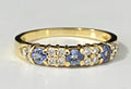 18K Yellow Gold W/ Sapphire & Diamond Band Ring Size L 1/2 - 6