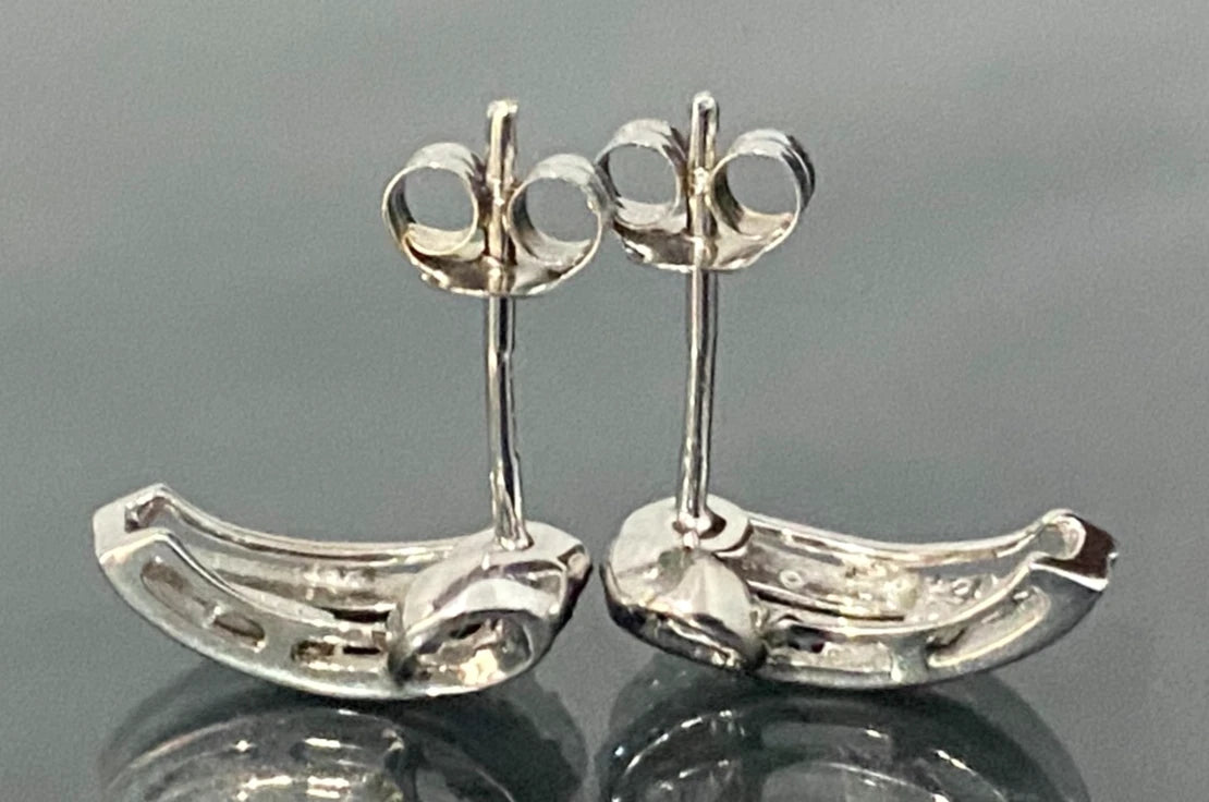 9K White Gold W/ Sapphire & Diamond Stud Earrings
