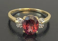 10ct Yellow Gold Garnet & Natural Zircon Ring Size R 1/2 (US 9)