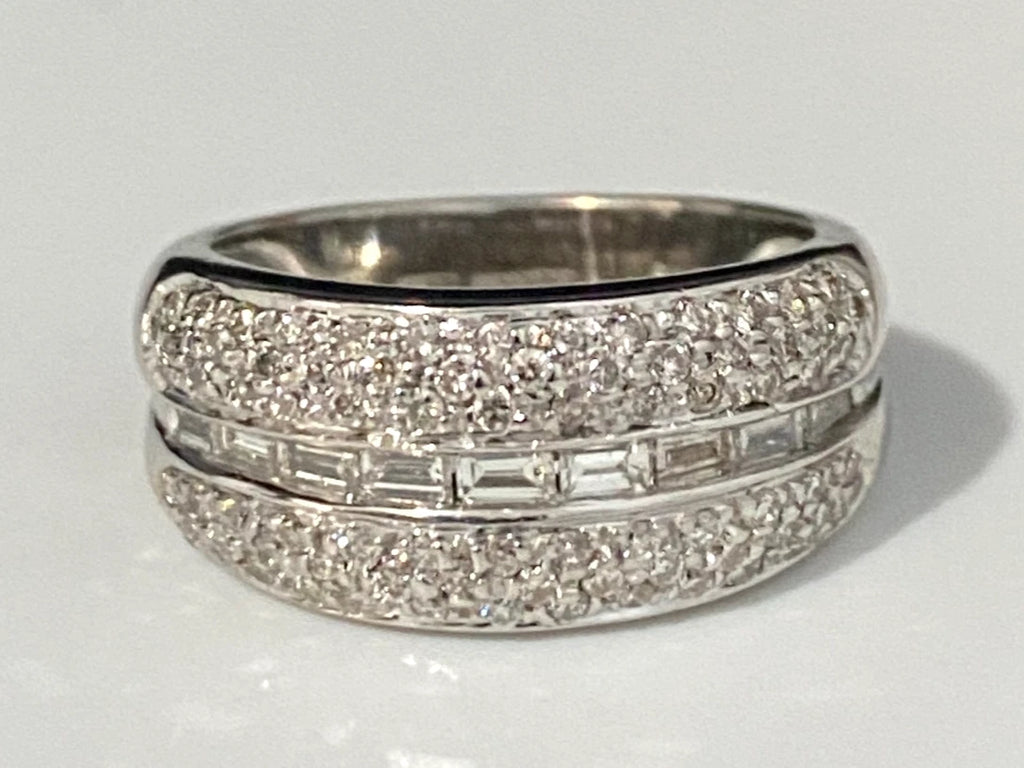 9K White Gold & 0.75CT Diamond Stacking Band Ring Size K - 5 3/8