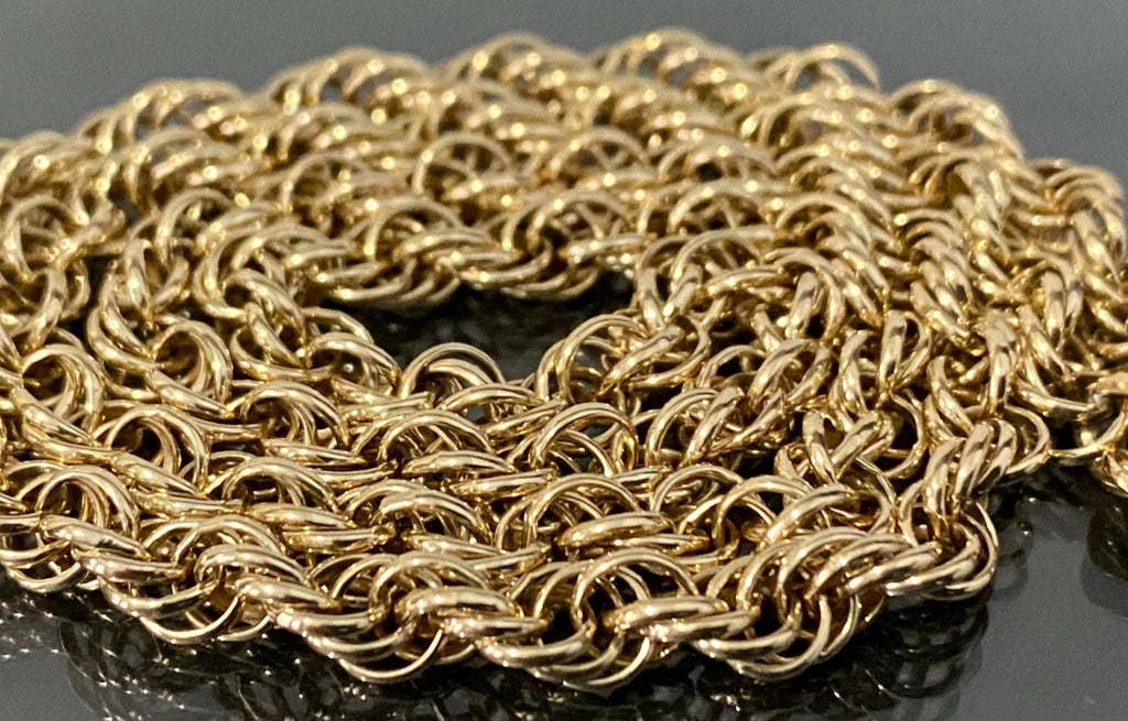 9K Yellow Gold Rope Link Chain Necklace 43cm Long