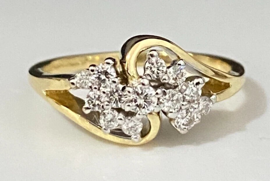 18K Yellow Gold & 0.30CT Diamond Dress Ring Size N - 6 1/2