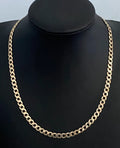 9K Yellow Gold Diamond Cut Flat Curb Link Chain Necklace 52cm Long
