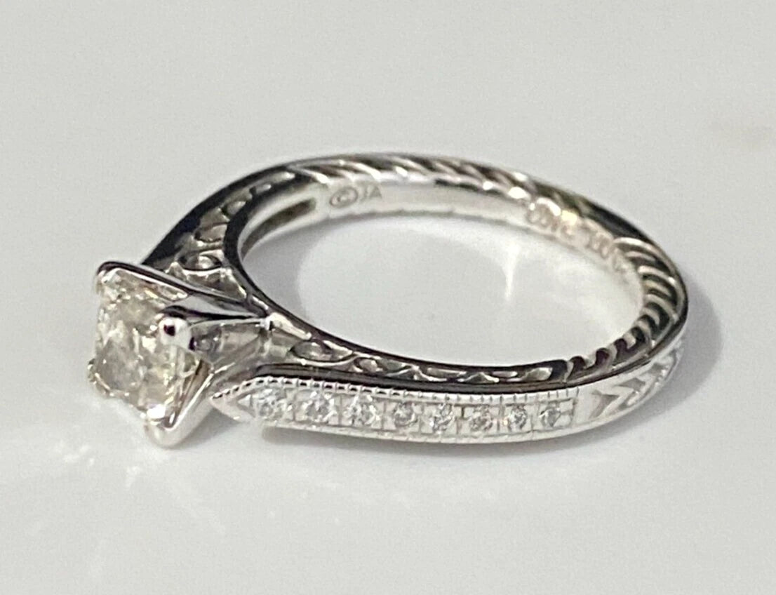 14K White Gold & 0.80CT GIA Diamond Engagement Ring Size J 1/2 - 5