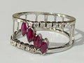 18K White Gold W/ Ruby & Diamond Ring Size P - 7 1/2