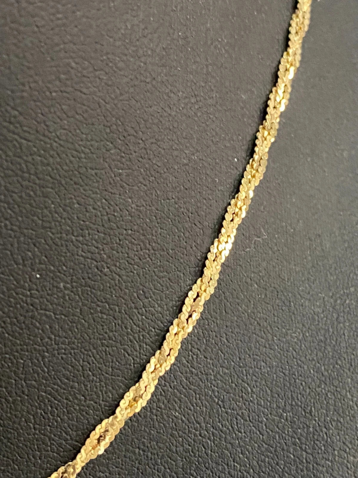 14K Yellow Gold 3 Strand Braided Serpentine Chain Necklace 41.5cm Long