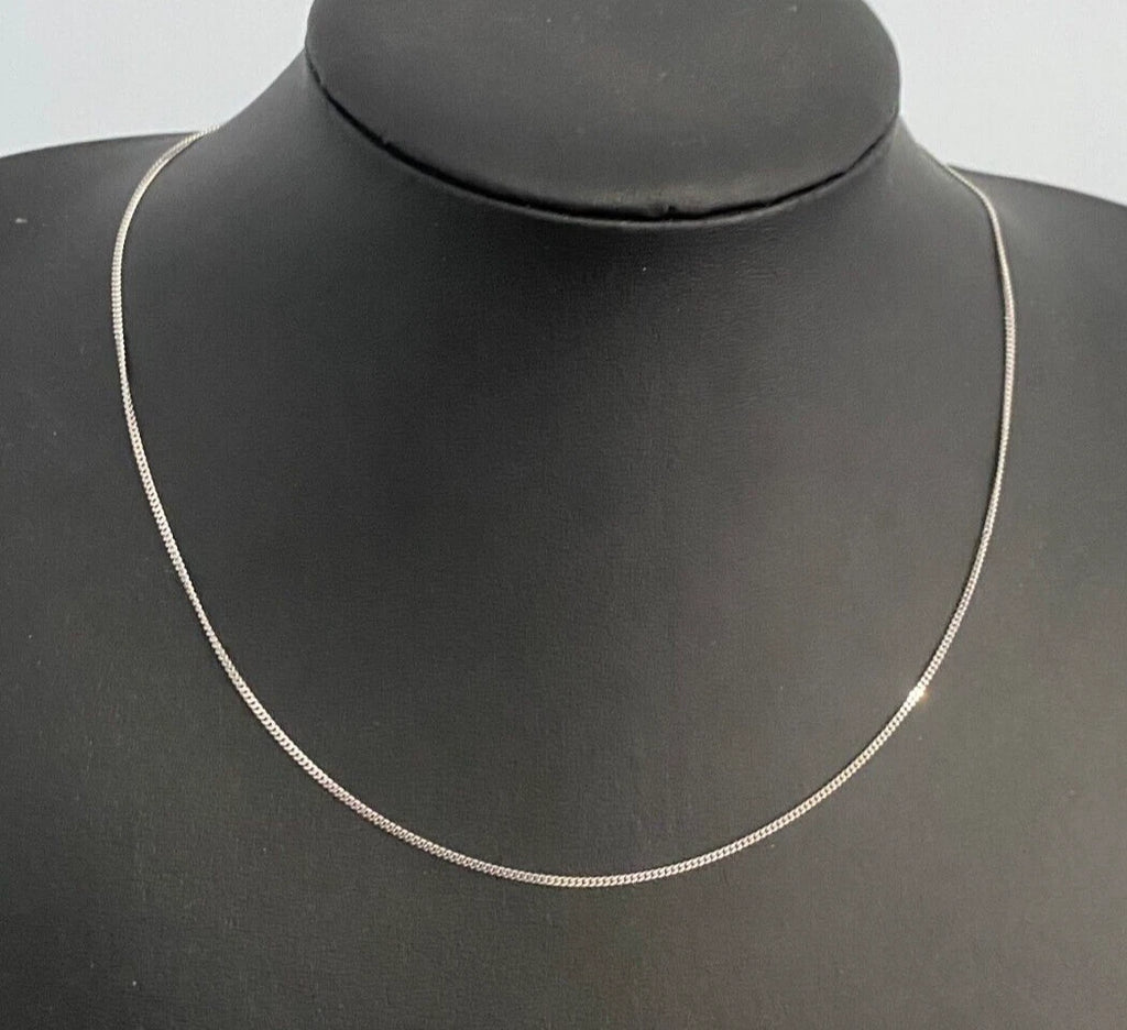 18K White Gold Curb Link Chain Necklace 46cm Long