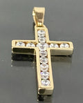 9K Yellow Gold & Cubic Zirconia Cross Pendant 31.50mm High