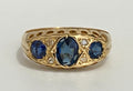 Antique 18ct Yellow Gold Blue Stone & Diamond Ring – Size K 1/2 (US 5.5)
