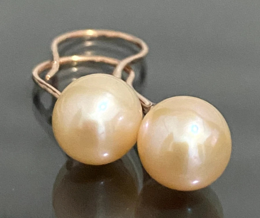 14K Rose Gold Pink Pearl Drop Earrings - 30.50mm High