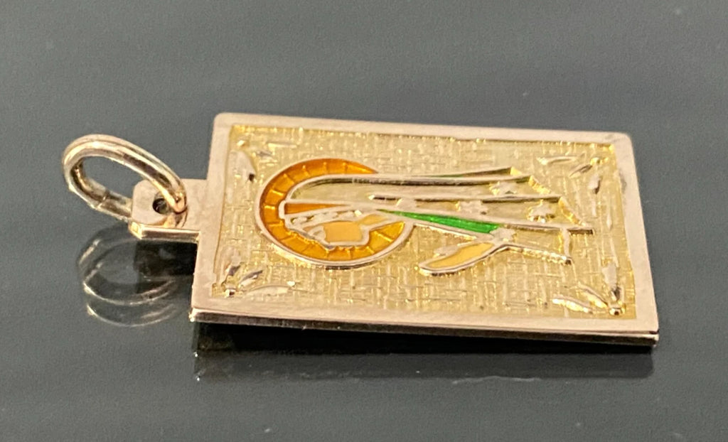 9K Rose Gold & Enamel Madonna Pendant