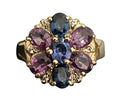9K Yellow Gold W/Pink & Blue Spinel Gemstone Cluster Ring Size K (US 5.25)