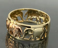 9K Yellow Gold Elephant Band Ring Size O 1/2 - 7 1/2