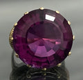 1970's 9K Yellow Gold with Large Amethyst Doublet Ring - Size N (US 6.75)