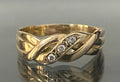 14K Yellow Gold & Diamond Braid Motif Ring Size S - 9 3/8