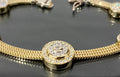 14K Yellow Gold & Cubic Zirconia Mesh Bracelet 18.5cm Long