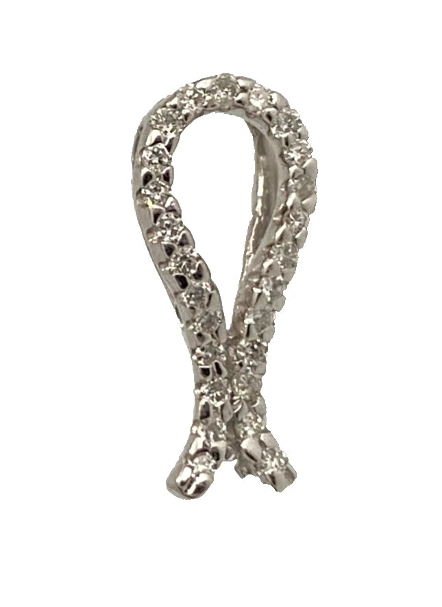 18K White Gold Brilliant Diamond Ribbon Pendant - 15mm