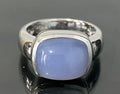 14K White Gold & Chalcedony Single Stone Ring Size O 1/2 - 7 1/4