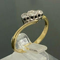 18K Yellow Gold & Diamond Three Stone Ring Size O - 7