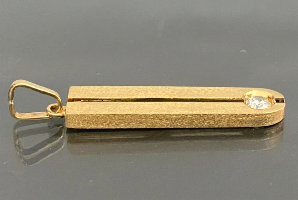 18K Yellow Gold Diamond Geometric Bar Pendant