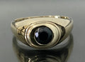 9K Yellow Gold & Blue Sapphire Men's Ring Size Y - 12 1/4