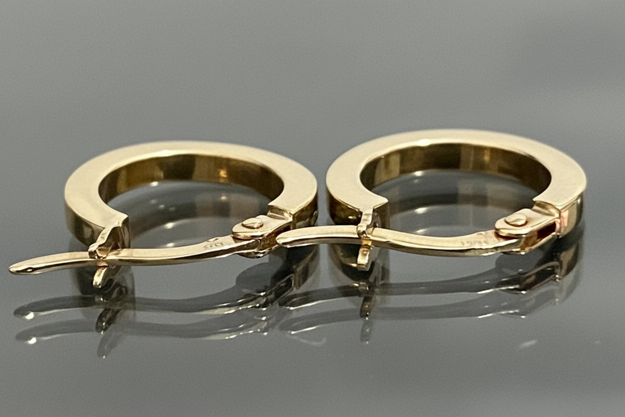 9K Yellow Gold Small Round Hoop Earrings 12.5mm