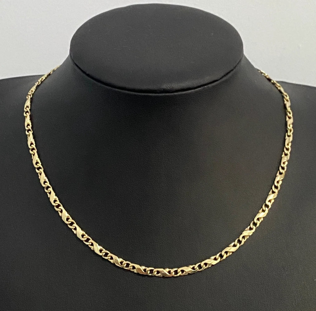 9K Yellow Gold Infinity Link Chain Necklace 43.50cm Long