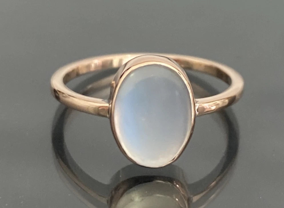 Antique 9K Rose gold Moonstone Bezel Set Ring - Size N 1/2 (US 7)