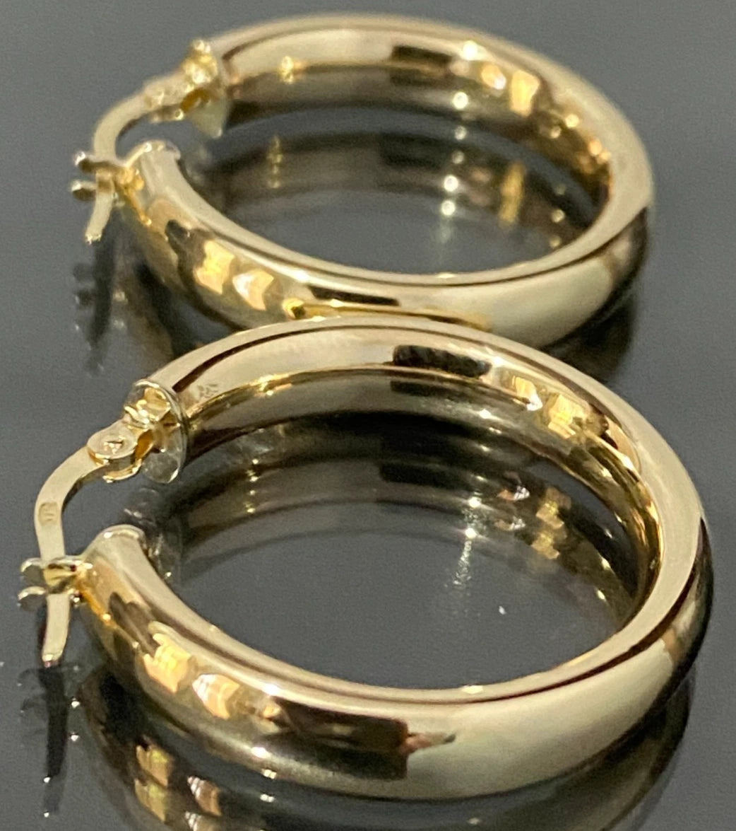 9K Yellow Gold Round Hoop Earrings 25.50mm