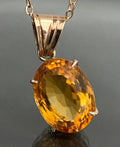 A Mid Century 14K Rose Gold Orange Stone Pendant 24mm | Vintage Estate Jewellery