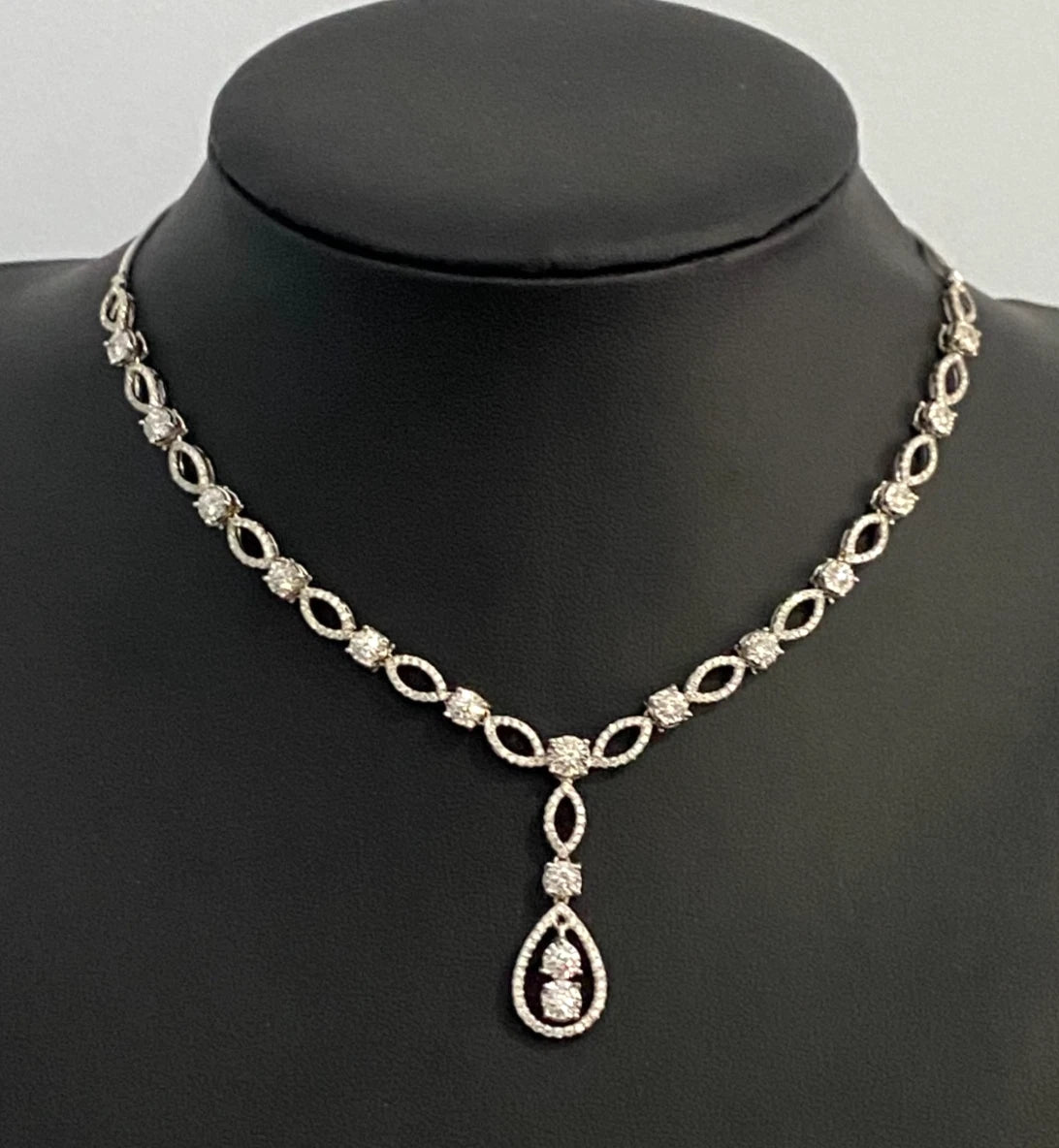 18K White Gold & 2.50CT Diamond Statement Drop Necklace