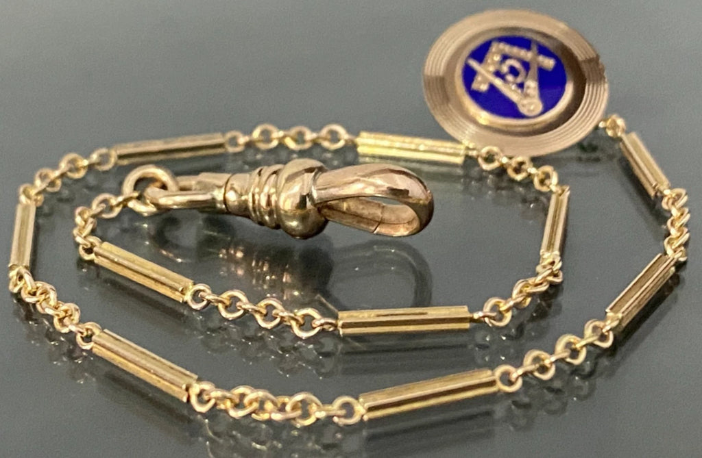 Antique Rolled Gold Masonic Bracelet / Pocket Watch Fob Chain