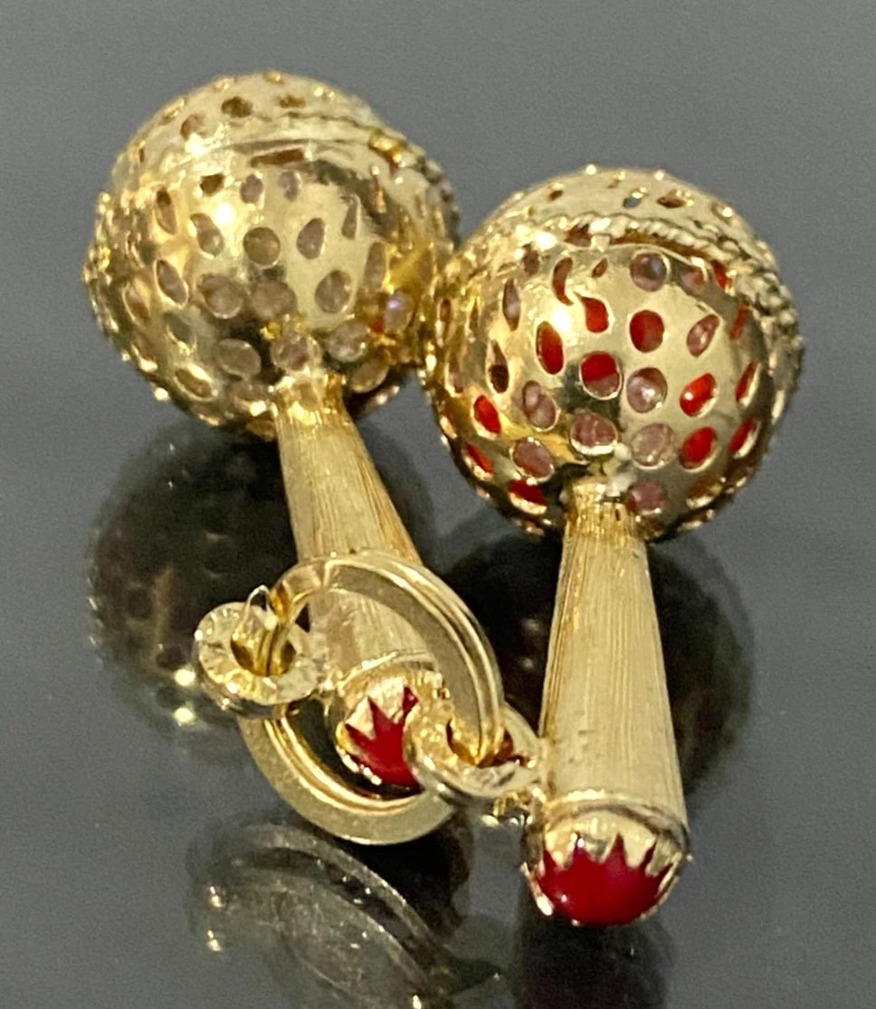 18K Yellow Gold Maracas Drop Pendant / Charm