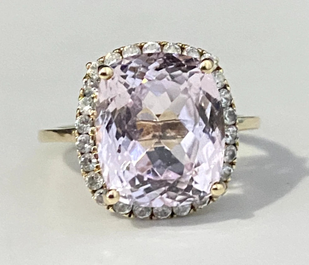 9K Yellow Gold With 5.50CT Pink Kunzite Ring Size M - 6 1/4