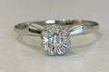 14K White Gold & Diamond Flower Head Solitaire Ring Size M 1/2 - 6 1/4