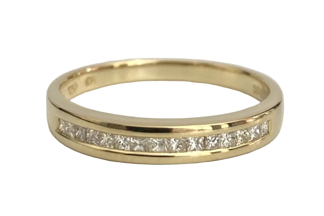 18K Yellow Gold 0.50CT Diamond Eternity Wedding Band Ring Size N 1/2 (US 7)