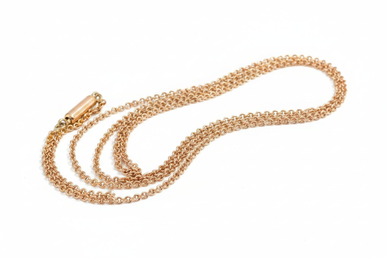Vintage 9K Rose Gold Cable Link Chain Necklace 42cm
